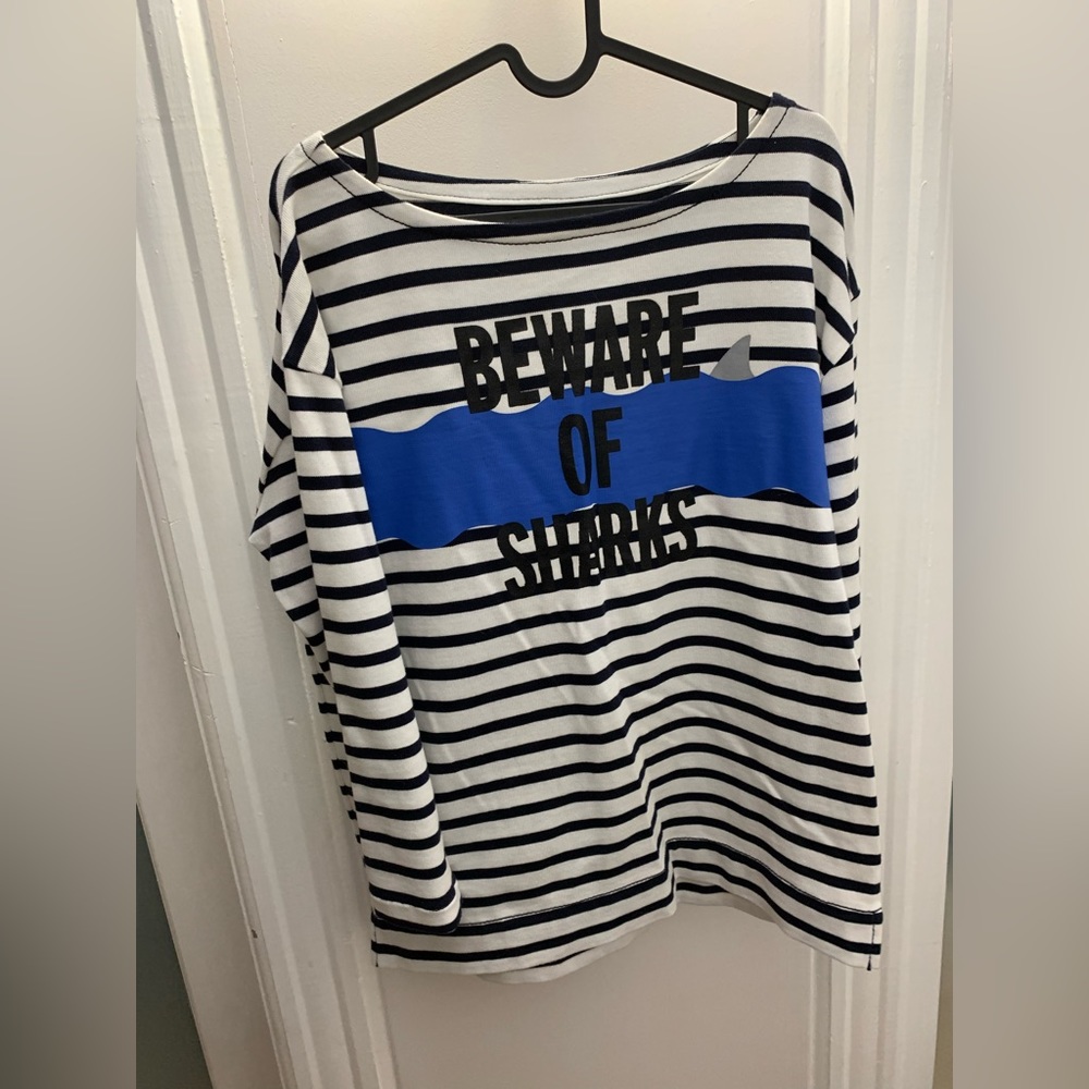 Kate Spade Beware of Sharks striped sweater M